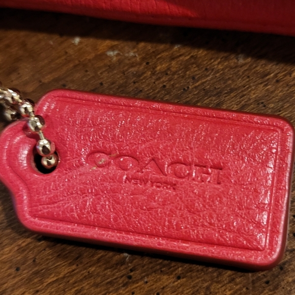 Coach Red Pebbled Leather Wristlet Wallet - Picture 3 of 16
